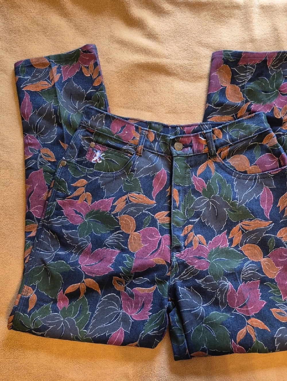 NWOT Braxton Floral Leaf Print Denim Pants - Multicolor Leaves SZ 13